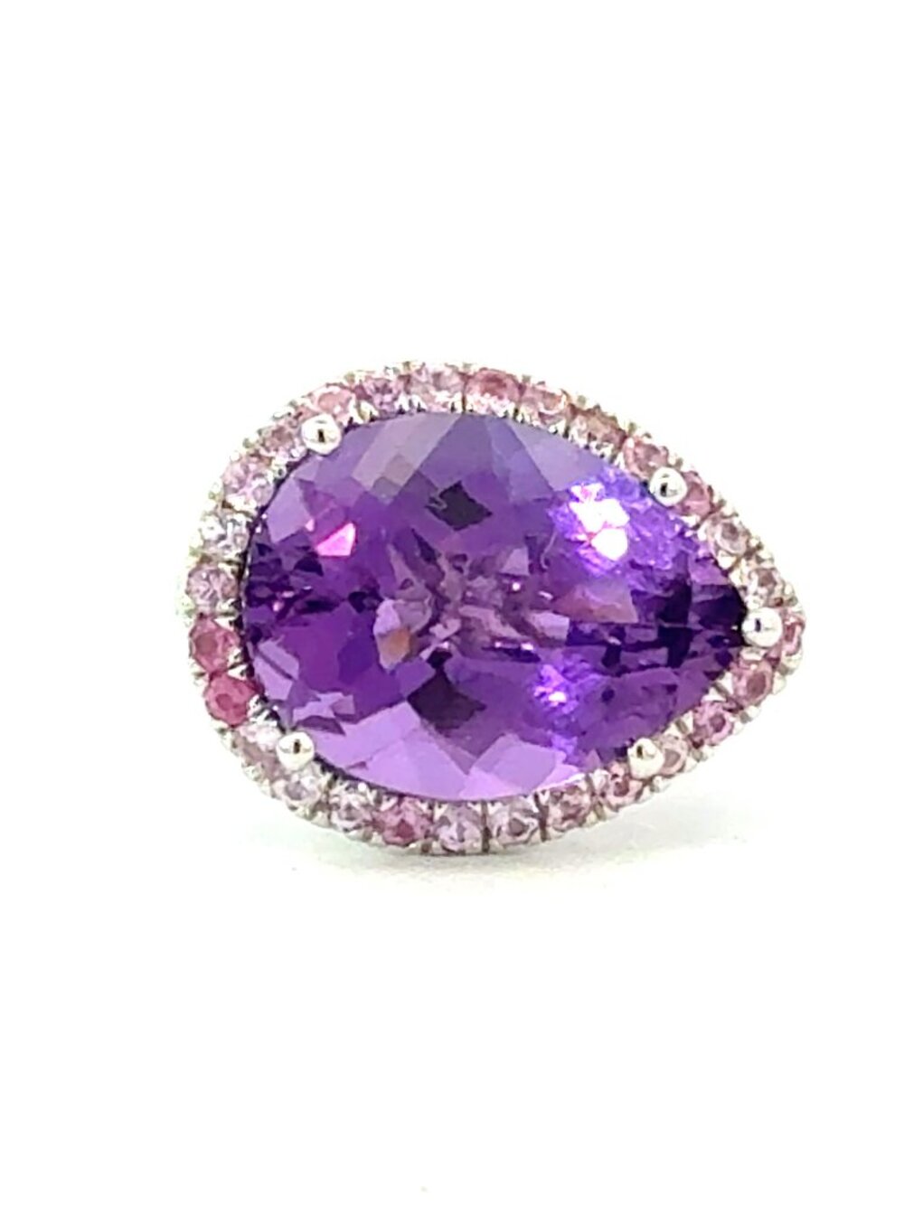 Natural Amethyst Sapphire Ring Size 6.5 14k Gold 9.89 TCW Certified $4,950